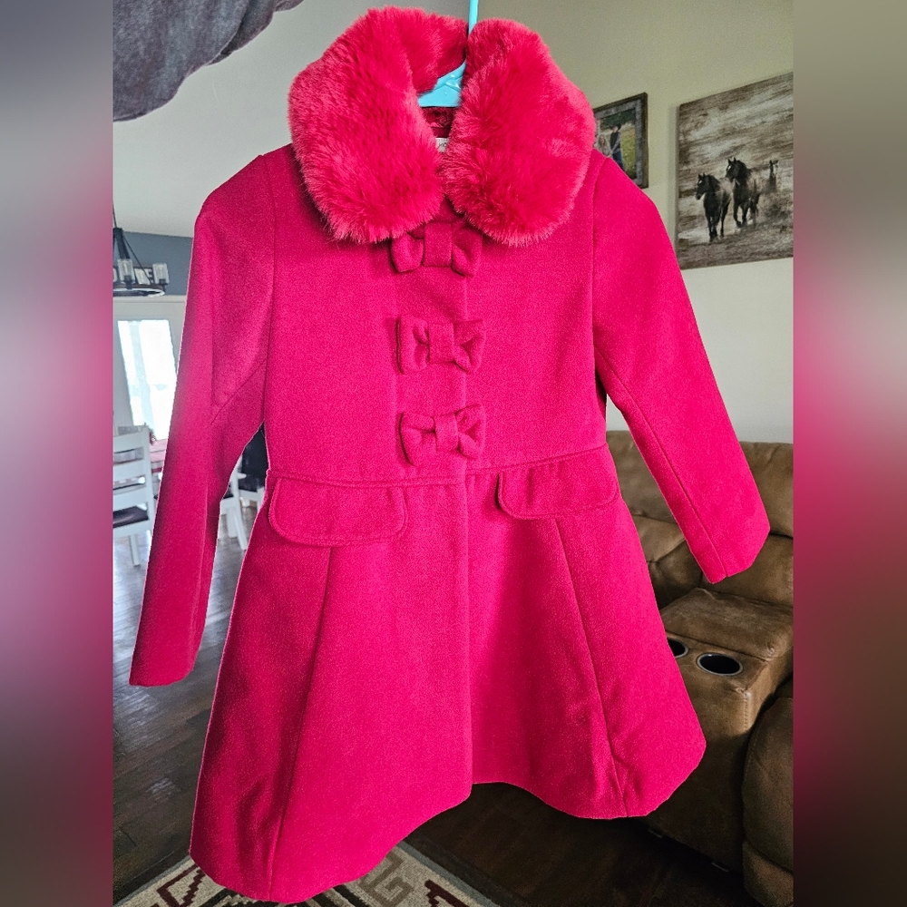 Monsoon London Children's coat with removable fur neckline- Size 7-8 years